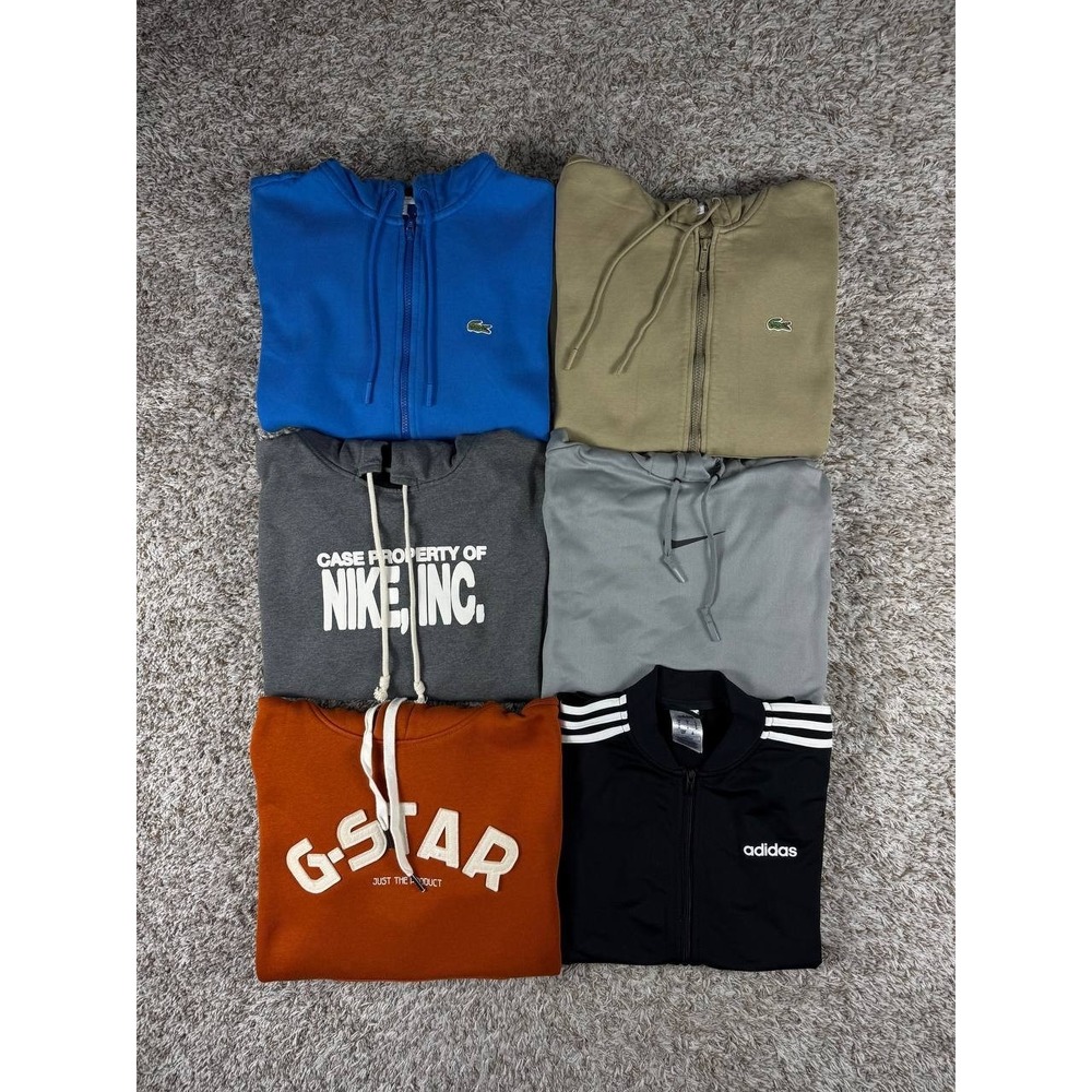 Lot of 6 Nike Lacoste Adidas G-Star Hoodies Track Jacket Men's Size Small